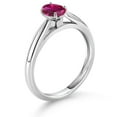 thumbnail image 3 of Gem Stone King 0.50 Ct Oval Red Created Ruby 10K White Gold Solitaire Engagement Ring, 3 of 4