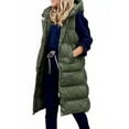 thumbnail image 1 of MAWCLOS Gilet Matelassé pour Femmes Fermeture Éclair Veste à Capuche Sans Manches Décontractée Vert Armée G, 1 of 2