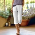 thumbnail image 7 of HKYNLAG Bermuda Shorts for Women Summer Dressy Casual Elastic High Waisted Wide Leg Knee Length Shorts with Pockets White L, 7 of 7