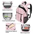 thumbnail image 5 of JIALIOU 14" Laptop Backpack Waterproof Airline Approved Stylish Casual Daypack for Travel Business College Work, Pink Striped, 5 of 8