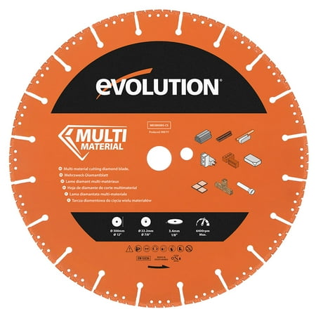 UPC: 0849713091604 | Evolution MD300SEG-CS | 12 In. | Segmented Edge | 1 In. Arbor | Multi-Purpose  Metal Cutting Diamond Blade
