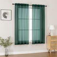 thumbnail image 2 of MKHILL Hunter Green Sheer Curtains 63 inch Length 2 Panels Set, Light Filtering Voile Drapes for Living Room Bedroom, Rod Pocket Semi Sheer Window Panels, Each 42" W x 63" L, 2 of 9