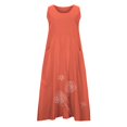 thumbnail image 4 of CHOK Robe en Lin Sans Manches Grande Taille pour Femmes Été Col Fluide Robe Longue de Plage Poches Robe Maxi Décontractée (3TG Bleu Ciel), 4 of 7