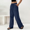 thumbnail image 6 of Womens Wide Leg Pants Spring And Summer Thin Solid Pocket Casual Pull On Pants for Travel and Daily Wear Wide Leg Trousers Women, 6 of 7