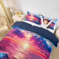 thumbnail image 3 of jejeloiu Colorful Ocean Sunset Bedding For Girls,Pink Blue Wave Print Duvet Cover Full,Multicolor,Navy Blue Reversible,3-Piece,1 Duvet Cover and 2 Pillowcases, 3 of 6