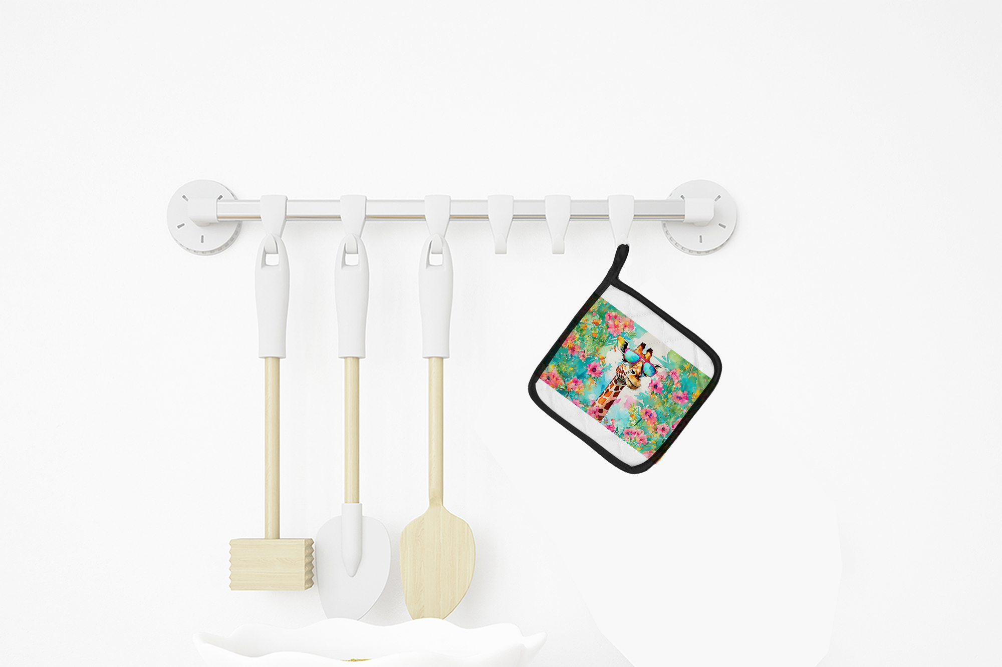 Hippie Animal Giraffe Pair of Pot Holders 7.5 in x 7.5 in