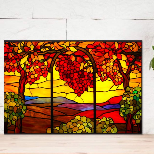 Cuadros Decorativos 5D bricolaje redondo completo taladro diamante pintura vidrieras Fuji bosque hogar arte DQrwqpou embutido en tela