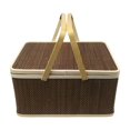 thumbnail image 2 of Cesta tejida de bambú con asa, cesta de almacenamiento de alimentos, cesta de embalaje de regalo para pastelería, 2 of 9