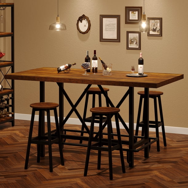 Tribesigns Bar Table, Industrial Counter Height Pub Table with