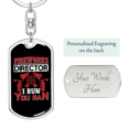 thumbnail image 2 of I Run You Ran Firefighter Stainless Steel or 18k Gold Premium Swivel Dog Tag Keychain, 2 of 8