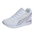 thumbnail image 4 of Womens Hidden Height Increasing Mid Top Fashion Sneakers Breathable Mesh Wedge High Heel Tennis Walking Shoes, 4 of 5