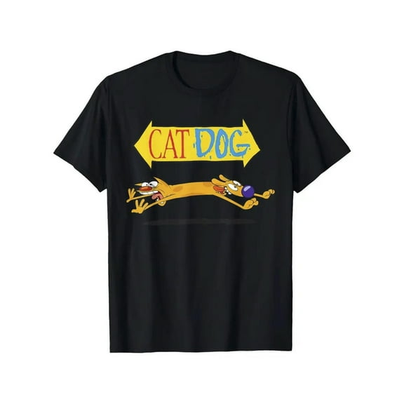 Funny Graphic Tee,Tops Has Casual Cat and Dog Cartoon Graphic,Round Neck Regular Fit T-shirts, Size(S-5XL)
