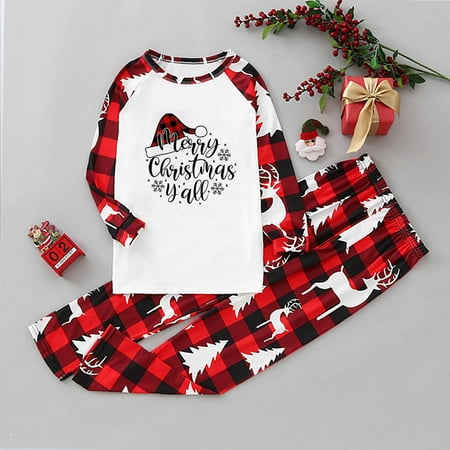 

Juebong Clearance Sales Parent-child Warm Christmas Set Printed Home Wear Pajamas Two-piece Kid Set 2Y Red Kid Sets