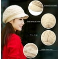 thumbnail image 3 of 2PCS Women Winter Warm Knit Hat Slouchy Beanie Cap with Visor, 3 of 5