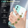 thumbnail image 4 of Phone Case for Samsung A35 Case Clear Glitter Silicone, Shockproof Samsung Galaxy A35 5g Case with Chain Strap Bracelet for Women Aesthetic Transparent Cover Pink Cute (Green), 4 of 14