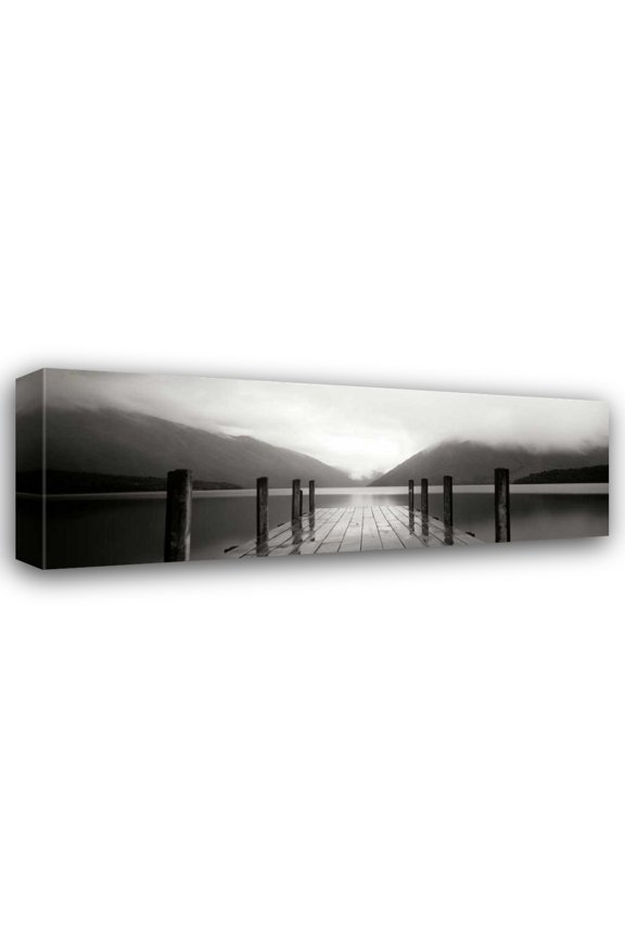 Bob Stefko 18x9 Gallery Wrapped Canvas Wall Art Titled - Serene Dock BW I