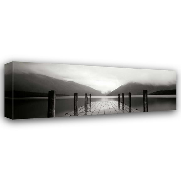 Bob Stefko 18x9 Gallery Wrapped Canvas Wall Art Titled - Serene Dock BW I