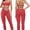 Red, variant on PISONIC Womens Two Piece Workout Set Spaghetti Straps Color Block Sports Bra Matching High Waist Leggings Gym Work Out Outfits