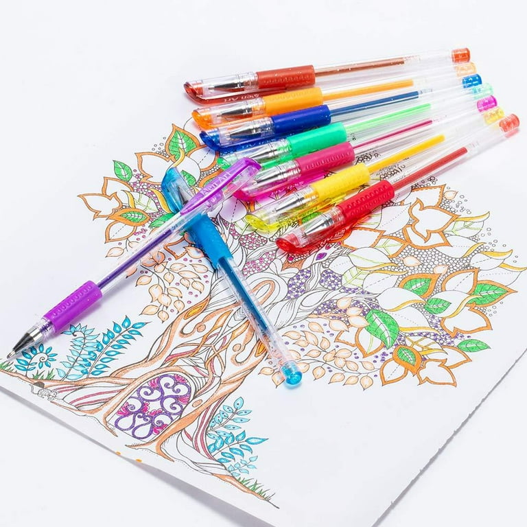 Taotree Glitter Gel Pens, 32 Color Neon Glitter Pens Fine Tip Art Markers  Set 40% More Ink Colored Gel Pens for Adult Coloring Book, Drawing