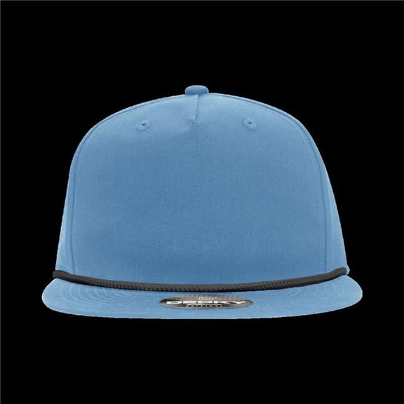 Decky 6042-7SKYBLK 5 Panel Plastic Snapback High Profile Relaxed Cotton Blend Rope Flat Hat - Black
