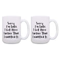thumbnail image 1 of ThisWear Sarcastic Coffee Mugs Sorry I'm Late Introverts Mug 2 Pack Gift 15oz Coffee Mugs, 1 of 4