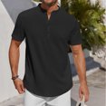 thumbnail image 2 of YATELLE Men's Henley Shirt Short Sleeve Stand Collar Summer Casual Beach Hippie T-Shirts, 2 of 6