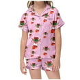 thumbnail image 2 of Girls Christmas Pajama Set Short Sleeve Top and Shorts Cute Holiday Sleepwear Soft Comfortable Two-Piece Outfit for Kids, 2 of 4
