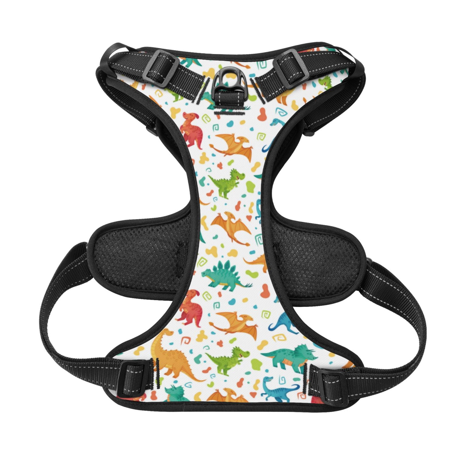 Kdxio Dinosaur Print No Pull Dog Harness Adjustable Reflective Oxford Easy Control Medium Large Dog Harness for Training and Everyday-Small