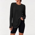 thumbnail image 5 of Annhoo Crewneck Athletic Tees Irregular Hem Thumb-Cuff Loose Lightweight Breathable Workout Gym Vacation Shirts, 5 of 8