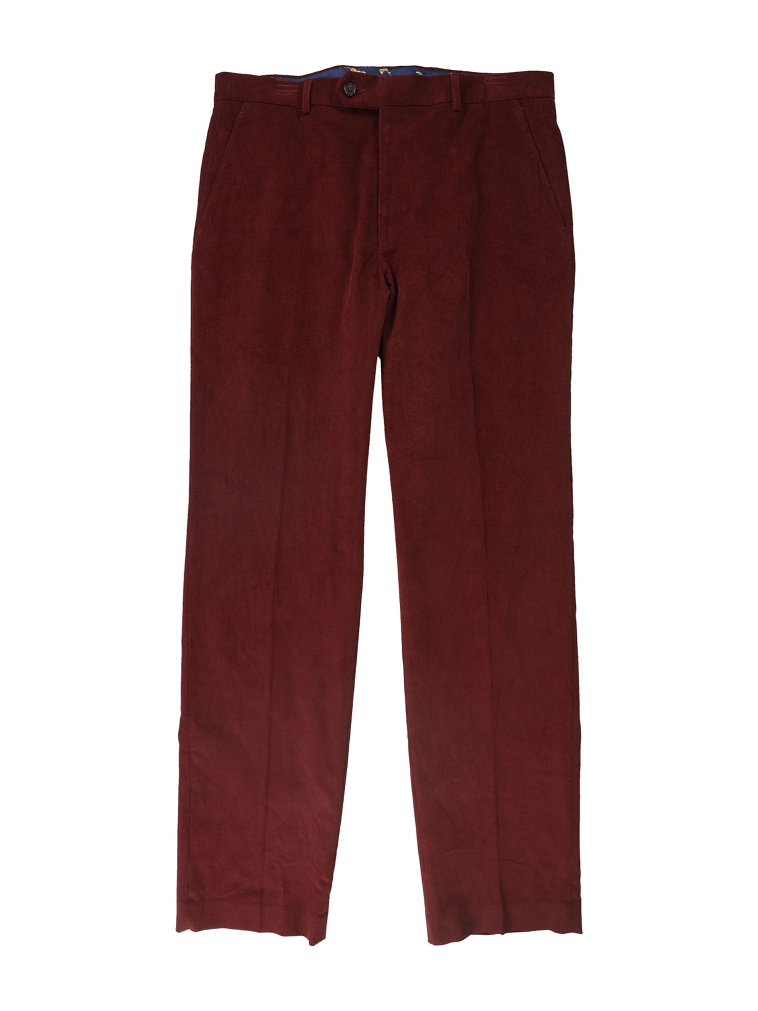 Ralph Lauren Mens Flat Front Casual Corduroy Pants cranberry 33x32 ...