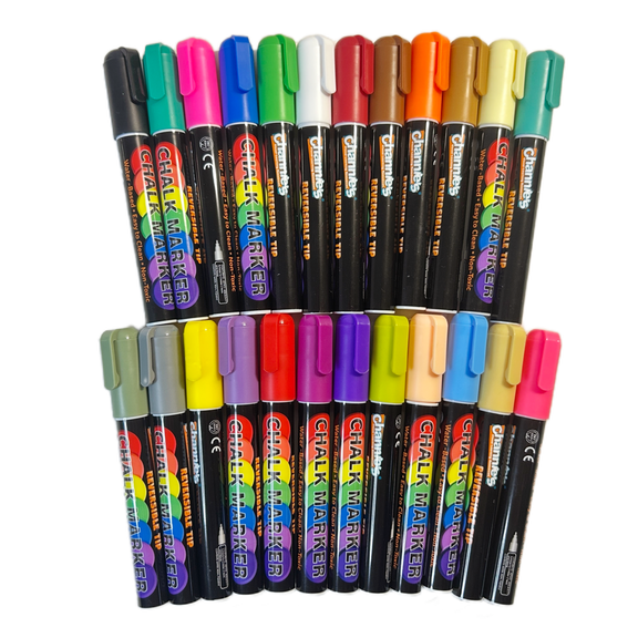 Channie's Chalk Markers, 24 Bold Colors, Chisel Point