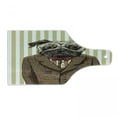 thumbnail image 1 of Pug Cutting Board, Hand Drawn Sketch of Smart Dressed Dog Jacket Shirt Bow Suit Striped Background, Tempered Glass Cutting and Serving Board, Wine Bottle Shape, Brown Pale Brown, by Ambesonne, 1 of 1
