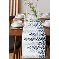 thumbnail image 2 of Hokiten Table Runners 48 Inches Long Dress Scarves, Navy Blue Ombre Botanical Farmhouse Kitchen/Dining Table Runner, Short Coffee Tablerunners, Watercolor Pastoral Leaf 13x48 Inch, 2 of 7