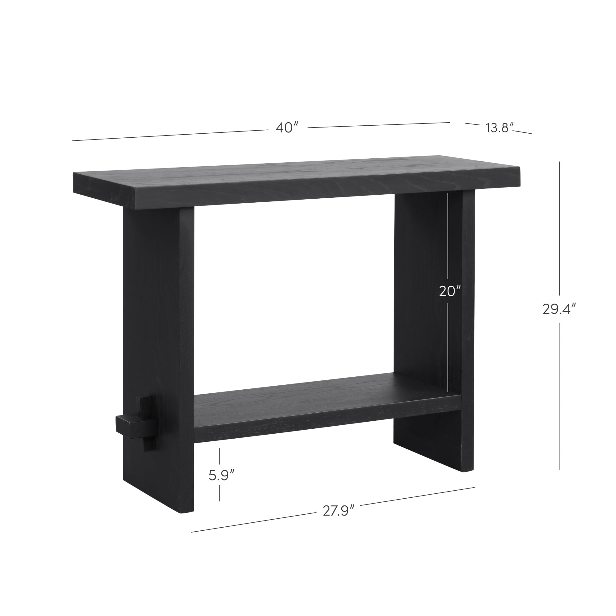 Nathan James Virgo Farmhouse Console Table, Open Storage 2-Tier Behind the Sofa Table, Entryway Accent Table, Reclaimed Black Oak