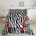 thumbnail image 2 of Castle Fairy Zebra Print 3-Piece Full Size Comforter Sets,Geometric Stripes Bedding Comforter Set,Abstract Lines Lightweight Bedding Sets,Breathable Wildlife Home Decor, 2 of 8