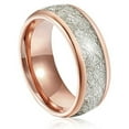 thumbnail image 2 of Wedding Ring Men Women 8mm Rose Gold Tungsten Wedding Band w/ Meteorite, 2 of 4