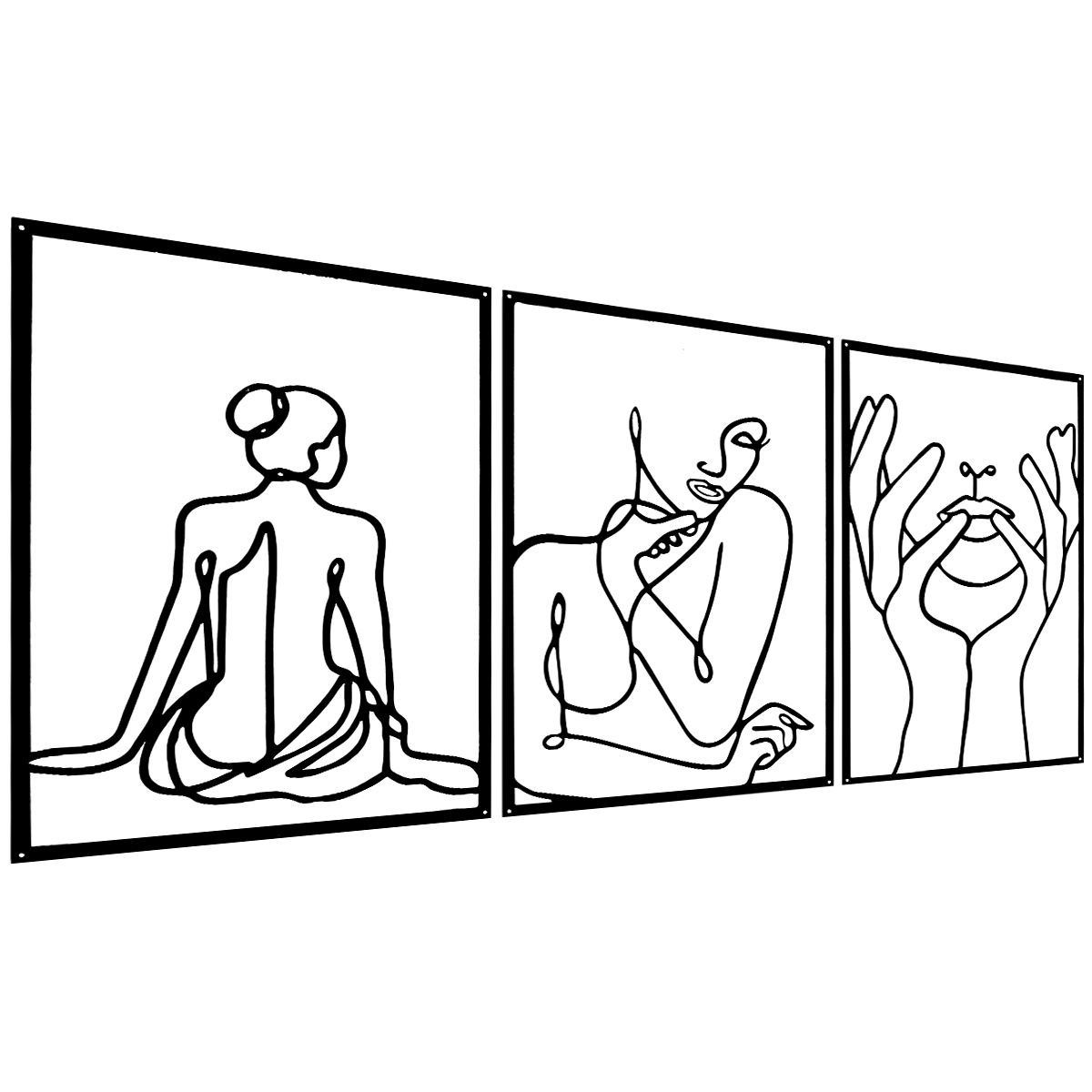 AoHao 3Pcs Metal Wall Decor Minimalist Female Body Single Line Wall