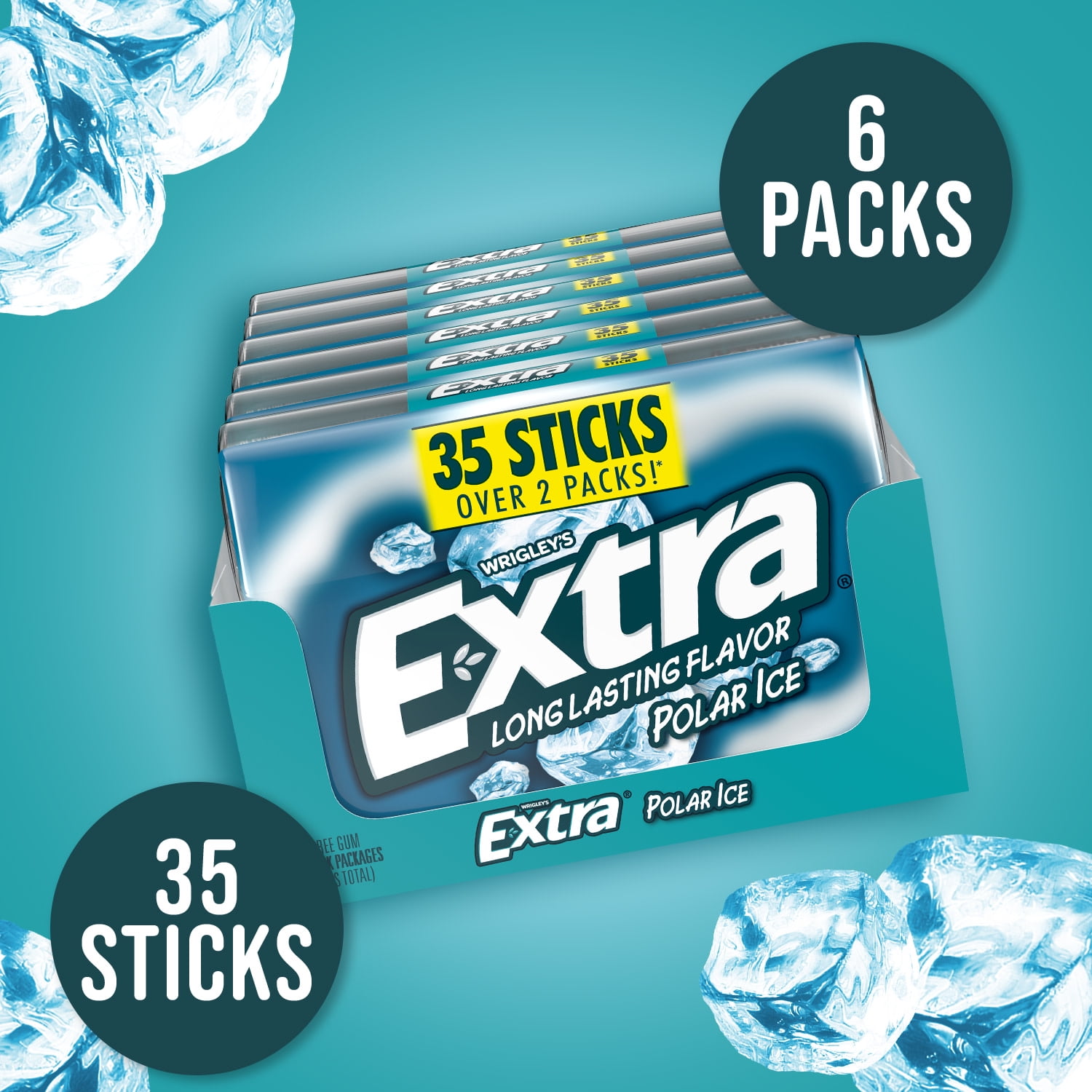Extra Polar Ice Sugar Free Chewing Gum Bulk - 15 ct (6 Pack)