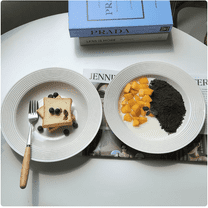 2 Pcs Ceramic Dinnerware, Ins Style Concentric Ribbed Plates, 8.7 in / 22 cm Ceramic High-End Deep Dessert Plates, Ideal for Home and Restaurant Use, White