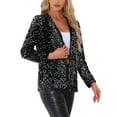 thumbnail image 4 of INSPIRE CHIC Women's Open Front Long Sleeve Disco Party Sequin Blazer Jacket M Silver, 4 of 6