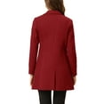thumbnail image 3 of INSPIRE CHIC Women's Classic Notched Lapel Long Sleeves Long Overcoat M Dark Red, 3 of 7
