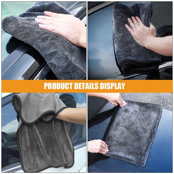 HONMEET Grey Car Wash Towels Super Absorbent Thick Fibers Auto Cleaning Cloth for Easy Drying