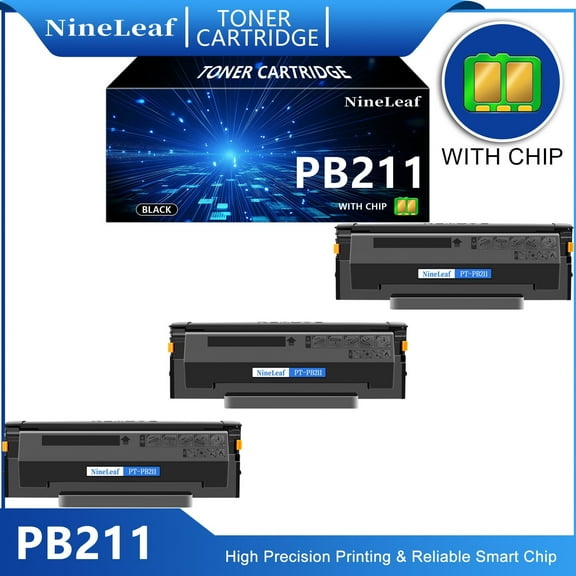 NineLeaf PB211 PB-211E PB211EV Compatible PB-211 Black Toner Cartridge Replacement for Pantum P2500W P2200 M6500NW M6550NW M6600NW P2500 M6500N M6550N M6600N Printers, 1600 Pages, 3PC