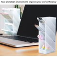 thumbnail image 5 of 3PCS Desk Pen Organizer, RETON Stationary Organizer Storage, Translucent White Pen Holder, Makeup Brush Holder Set of 2 Large and 1 Small for Office  Home Supplies, 5 of 7