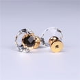 thumbnail image 1 of Tirador de cristal dorado con forma de diamante para puerta de armario, cajón, redondo, de un solo orificio, 1 of 5