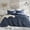 Navy, variant on Size Comforter Set, Lightweight Navy Soft Bedding for Seasons, 3 count Chambray Print Solid Farmhouse Bed Set, Comforter & Shams