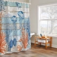 thumbnail image 4 of Summer Ocean Shower Curtain, Coastal Jellyfish Orange Corals Shells Teal Wooden Waterproof Shower Curtain Set with 12 Hooks Lightweight Bath Curtains Fabric Bathroom Decor 72x72 Inches, 4 of 9