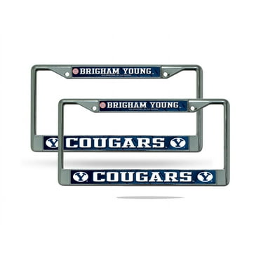 Brigham Young BYU Cougars Chrome Metal (2) License Plate Frame Set