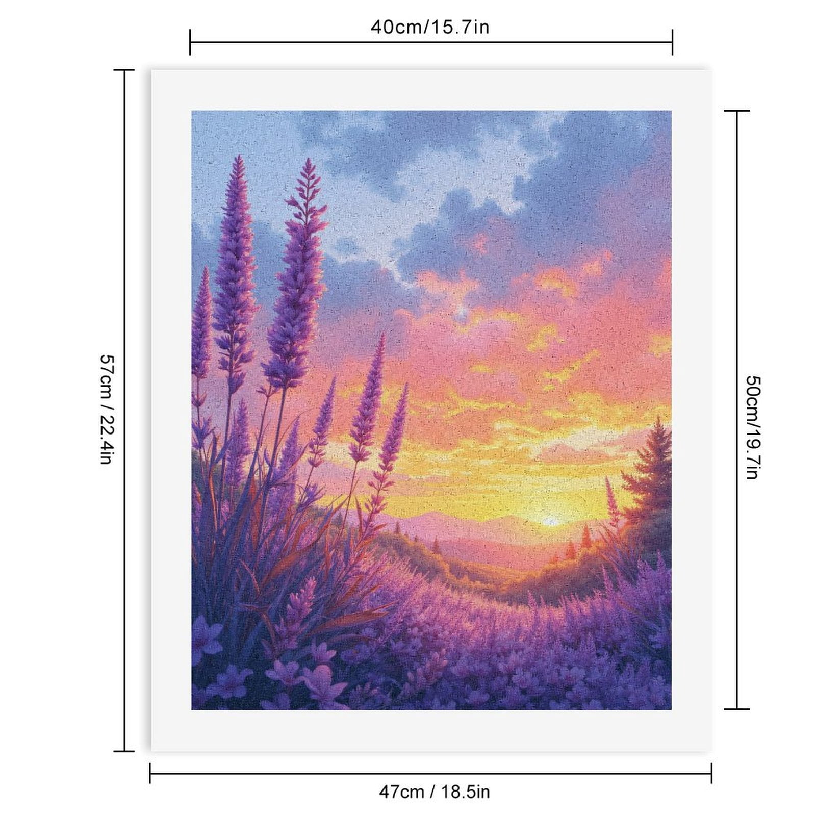 Paint By Numbers Kit for Adults Beginner - DIY Lavender Sunset Mountain View Canvas Painting Kits for Adults, Frameless Paint By Number for Adults for Home Wall Decor 16x20 Inch