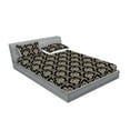 thumbnail image 2 of Ethnic Fitted Sheet & Pillow Sham Set, Floral Inspired Monochrome Damask Illustration Continuous on Dark Back, Decorative Printed 3 Piece Bedding Decor, Queen, Charcoal Grey Eggshell, by Ambesonne, 2 of 2